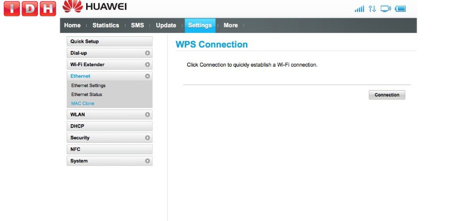 تنظیمات WPS در مودم E5885 هواوی