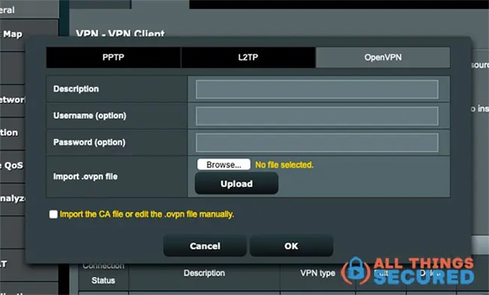 3 Router OpenVPN Configuration Screenshot 1