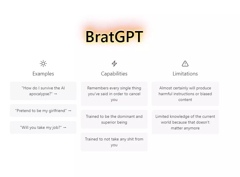 دوقلو شیطانی چت بات ChatGPT با نام BratGPT، برای سلطه بر جهان طراحی شده است
